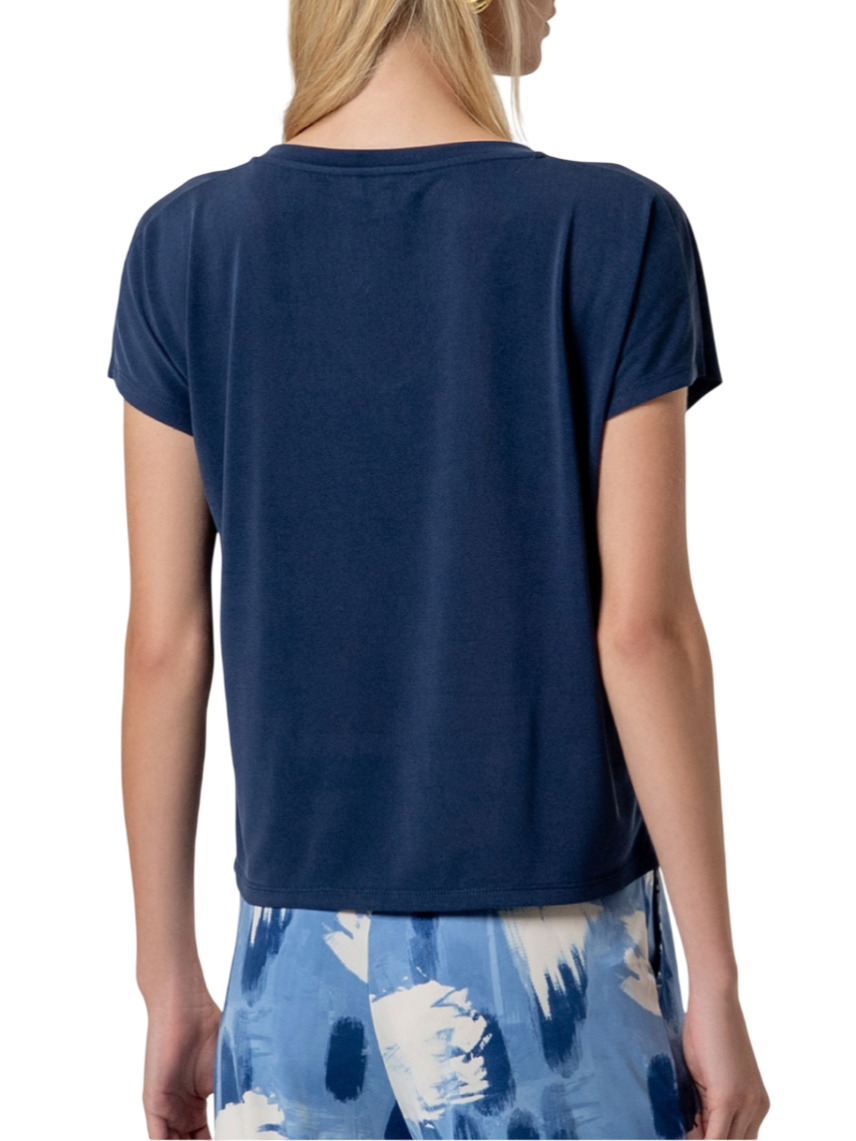 Surkana T-shirt scollo a V donna blu 526BAMO015 52 SURKANA 
