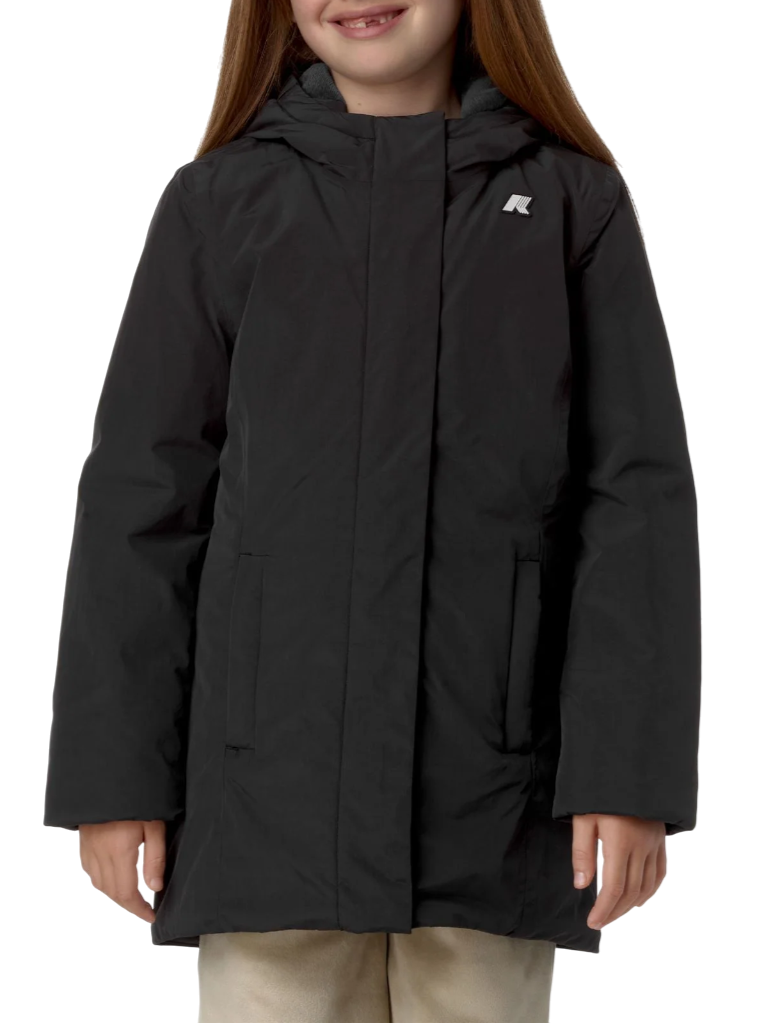 K-Way piumino lungo con cappuccio Denise nero K41383W AL8 K-WAY 