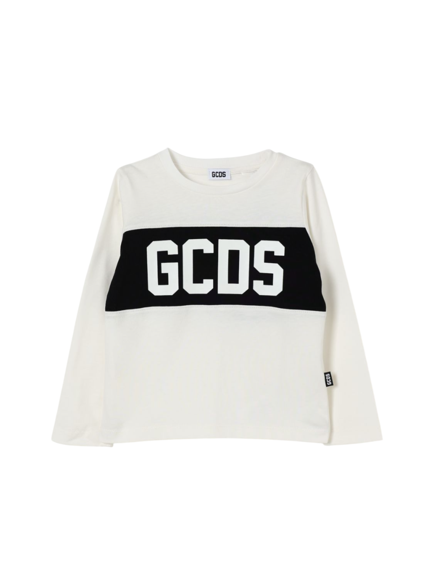 Gcds T-shirt manica lunga con banda logo panna B2KU2214JF1 BONE GCDS 