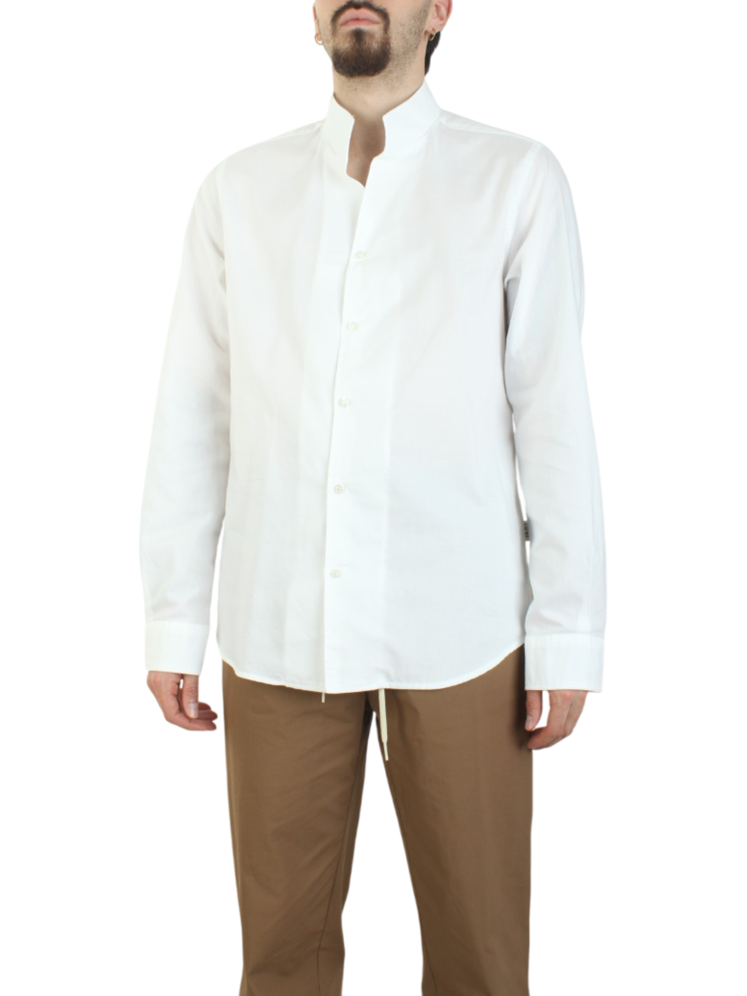 Alta Tensione camicia manica lunga alla coreana bianco 3258-MOSCA BIANCO ALTA TENSIONE 