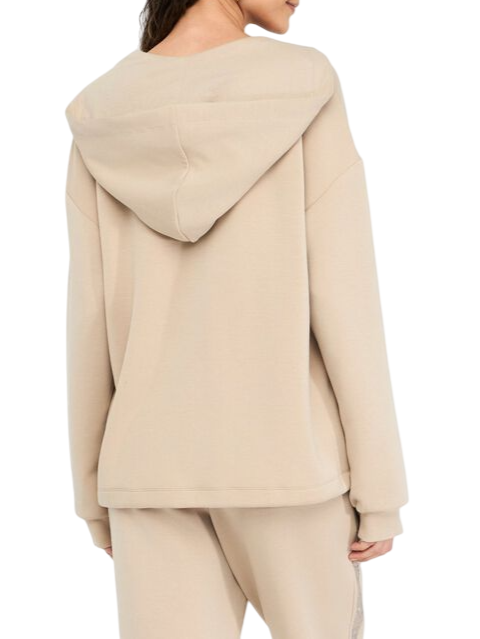 Liu Jo felpa con cappuccio logo strass beige TF5091J4616 60906 LIU JO 