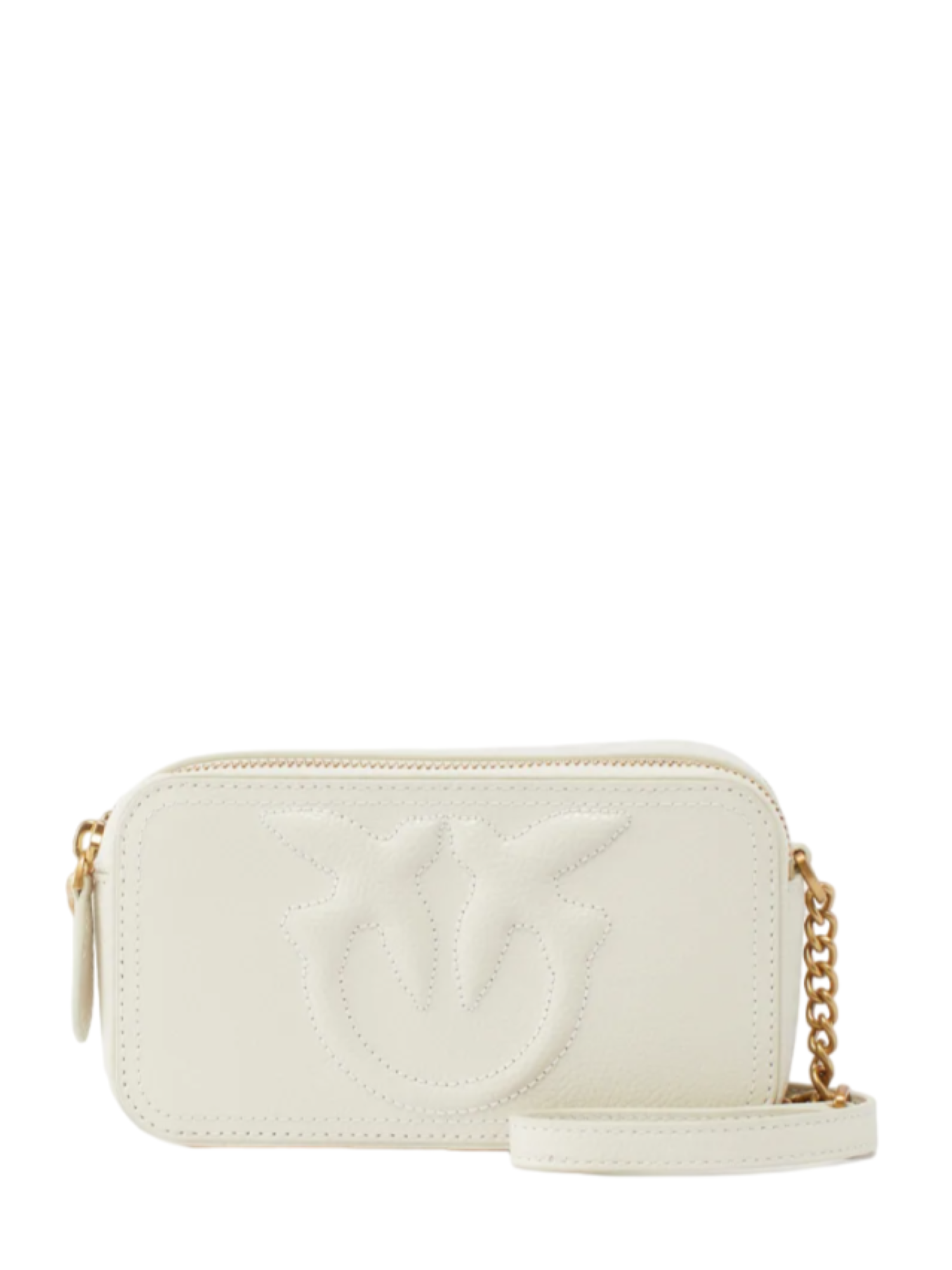 Pinko borsa Carrie in pelle martellata con logo Love Birds bianco