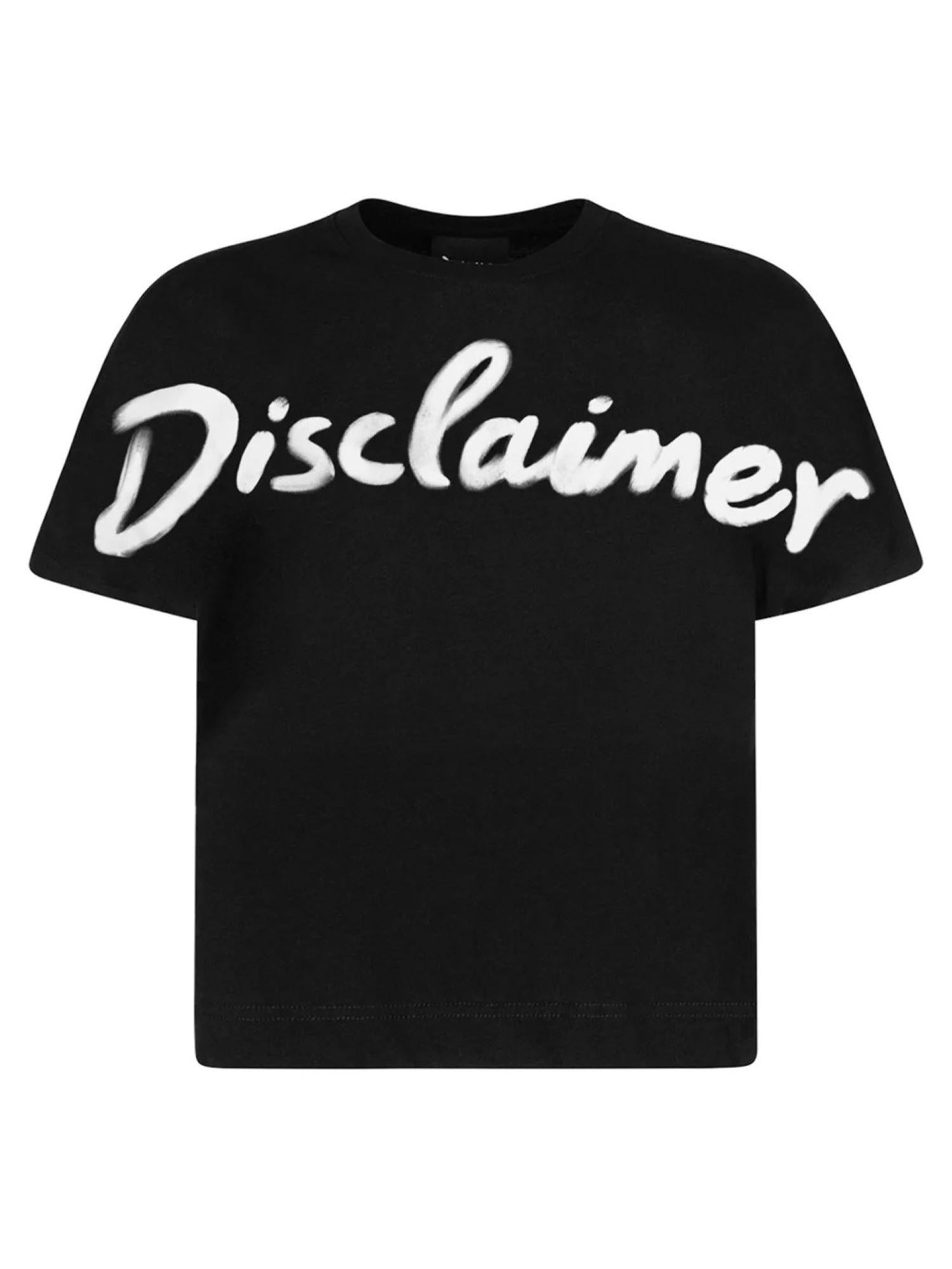 Disclaimer T-shirt maniche corte crop con stampa logo nero 54908 NERO-ST.BIANCA DISCLAIMER 