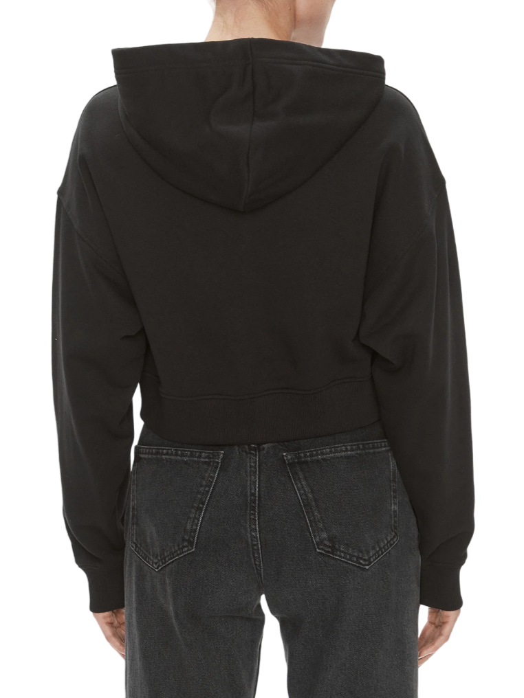 Calvin Klein Jeans felpa crop con zip e cappuccio nero