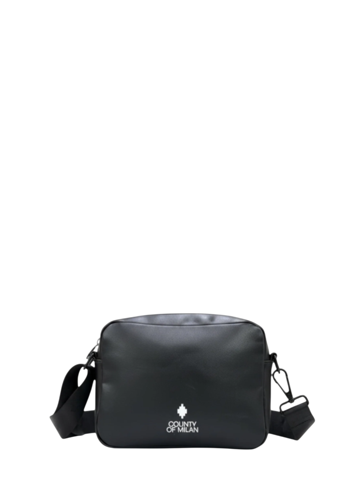 County of Milan borsa a tracolla donna in ecopelle nero COMAS260350 BLACK-WHITE COUNTY OF MILAN 