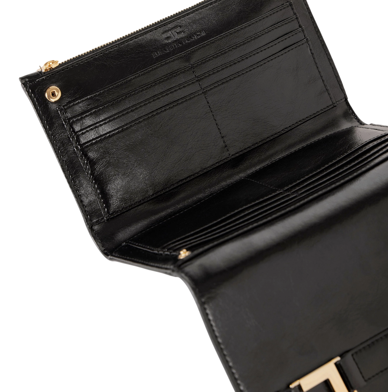 Elisabetta Franchi pochette in ecopelle con placca logo nero PF65A61 110 ELISABETTA FRANCHI 