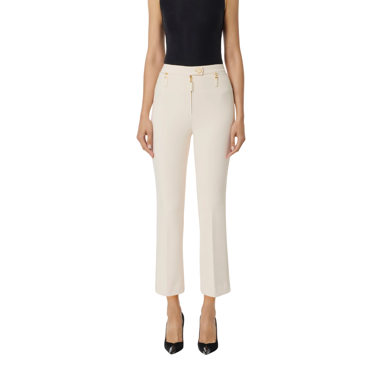 Elisabetta Franchi pantaloni slim in crepe panna PA10856E2 DZ9 ELISABETTA FRANCHI 