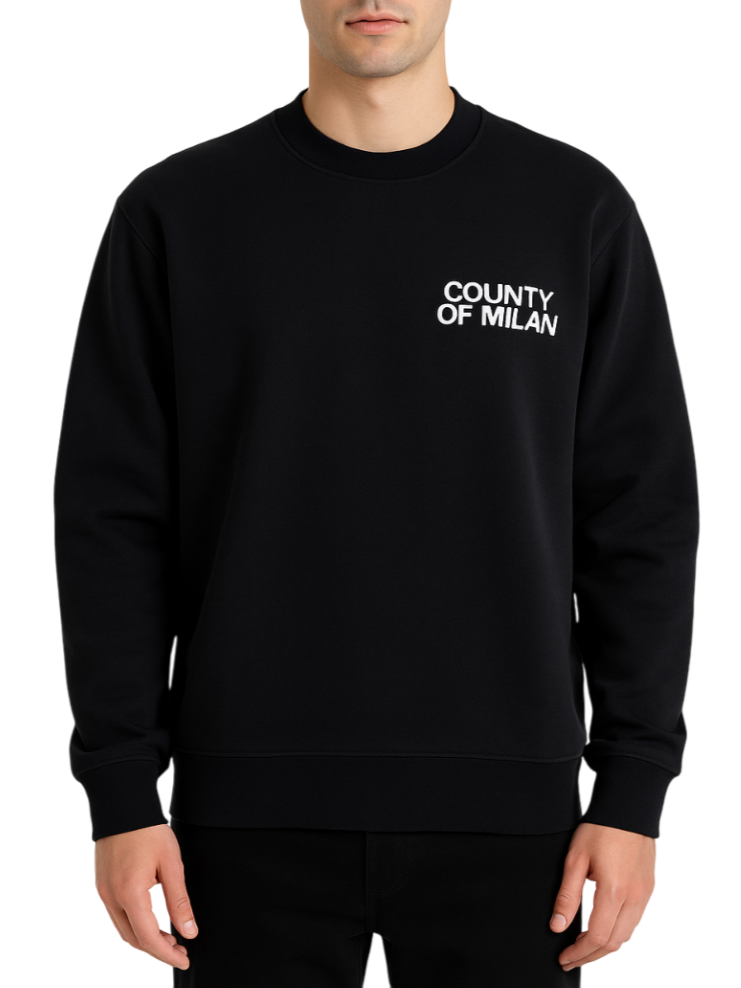 County of Milan felpa uomo con stampe logo nero CAMASW005 110 COUNTY OF MILAN 