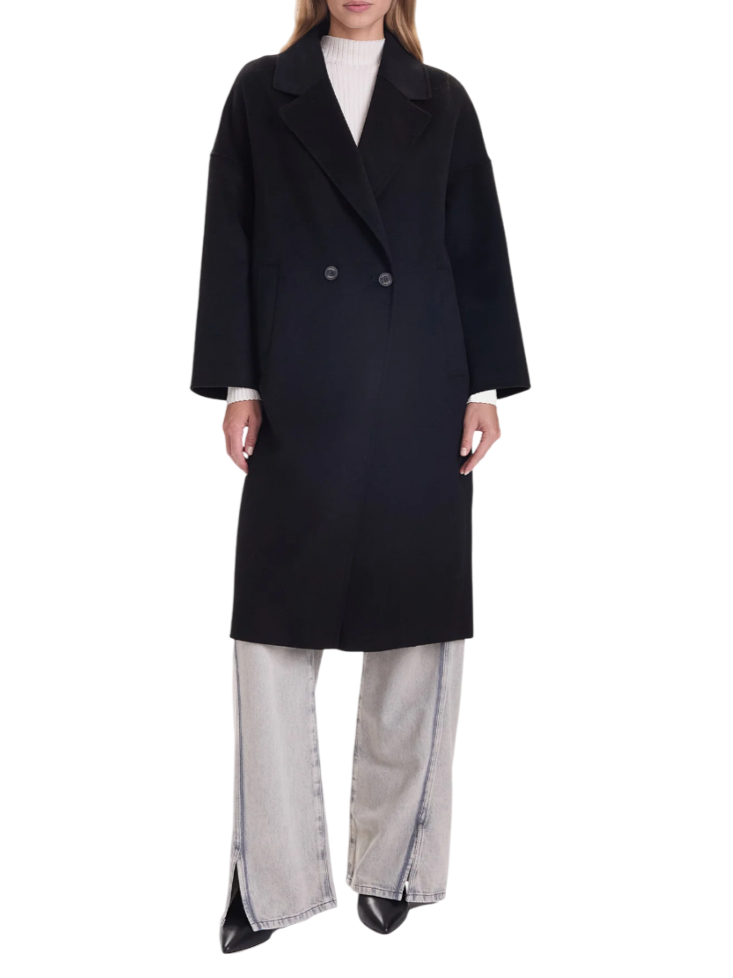 Vicolo cappotto doppiopetto lungo misto lana nero TF0003 NERO VICOLO 