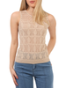 Yes Zee top smanicato in maglia traforata beige