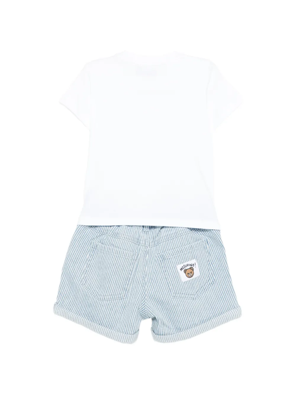 Moschino completo neonato T-shirt e shorts bianco celeste MUG01O-LXE63 86816 MOSCHINO 