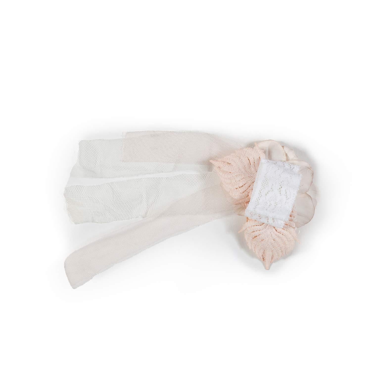 Mimilù coroncina per capelli da bambina in pizzo con fiore bianco rosa 304COR UNI MImilù 