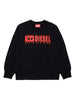Diesel felpa in cotone con stampa logo nero rosso