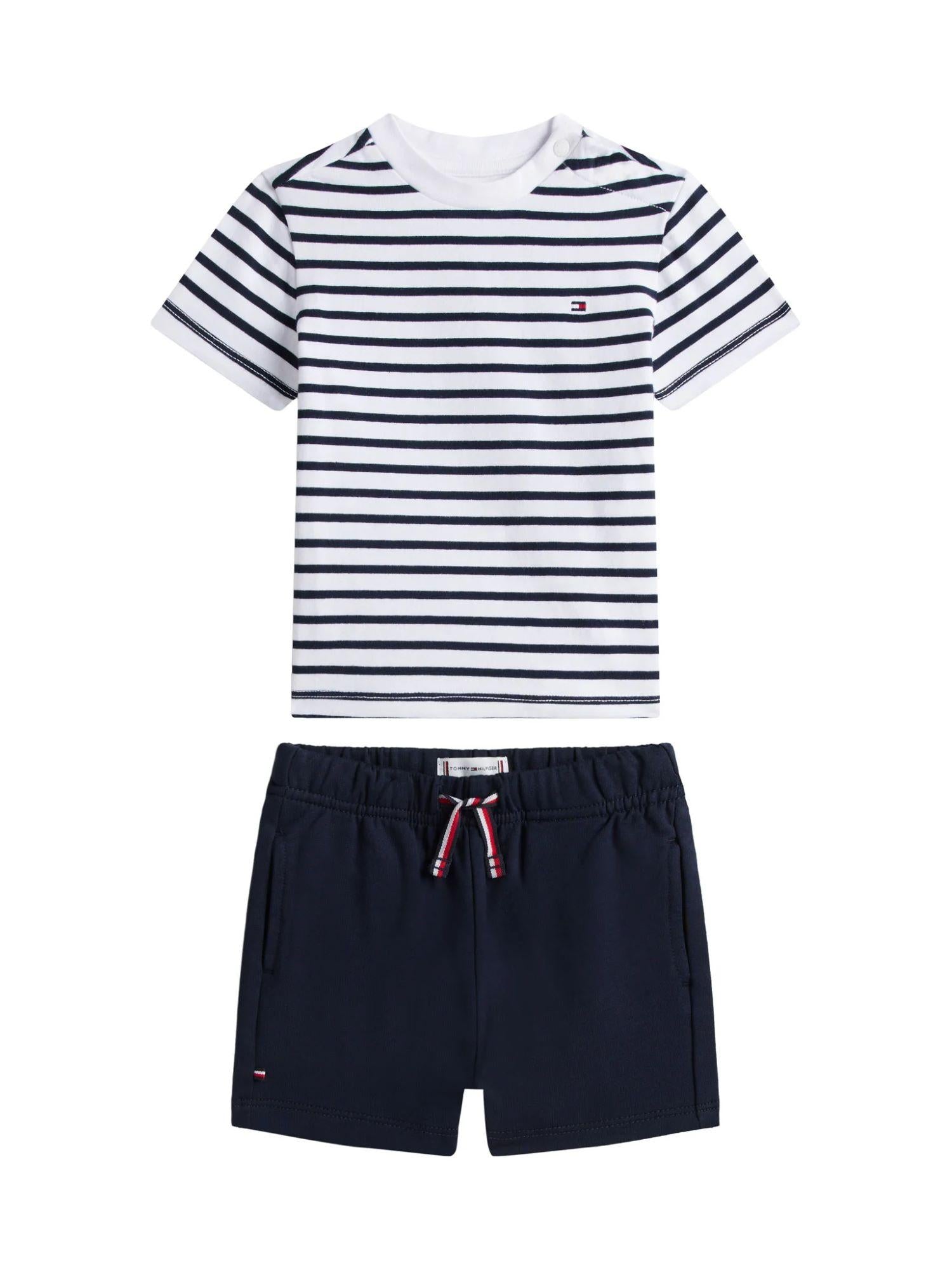 Tommy Hilfiger completo neonato T-shirt a righe e shorts blu bianco KN0KN02379 C1G Tommy Hilfiger 