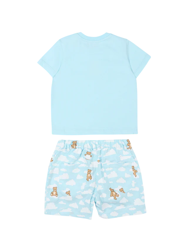 Moschino completo estivo neonato T-shirt e shorts celeste MUG01Q-LLB61 83679 MOSCHINO 