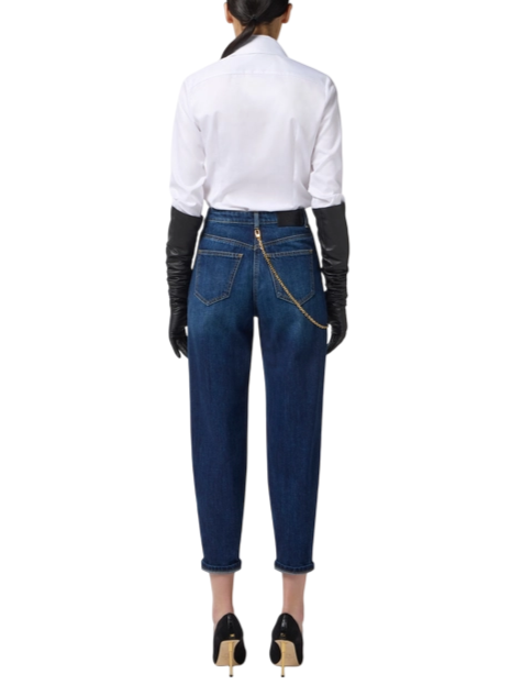 Elisabetta Franchi jeans con catenella logata lavaggio blu PJ14D56E2 104 ELISABETTA FRANCHI 