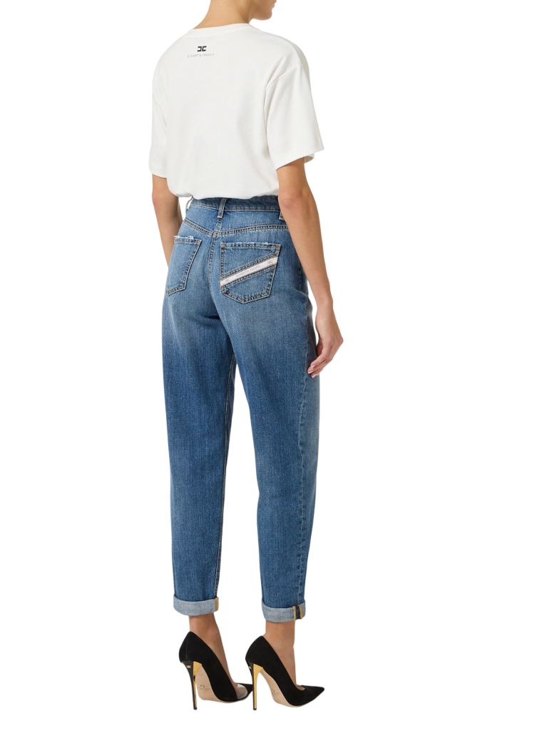 Elisabetta Franchi jeans egg con lucchetto gioiello lavaggio blu PJ27D61 139 ELISABETTA FRANCHI 
