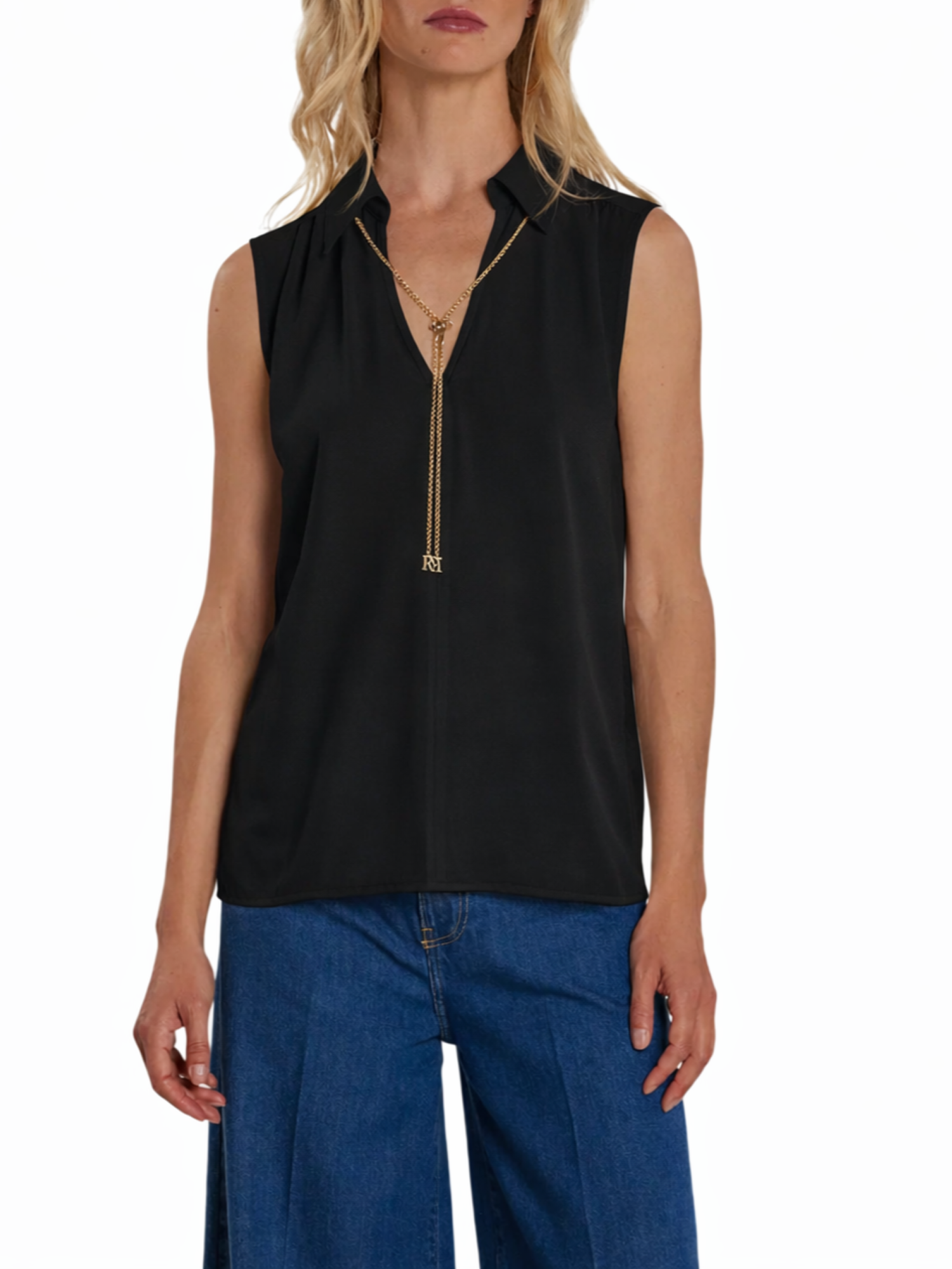 Relish blusa smanicata Jeanne con catenina nero JEANNE 1199 RELISH 