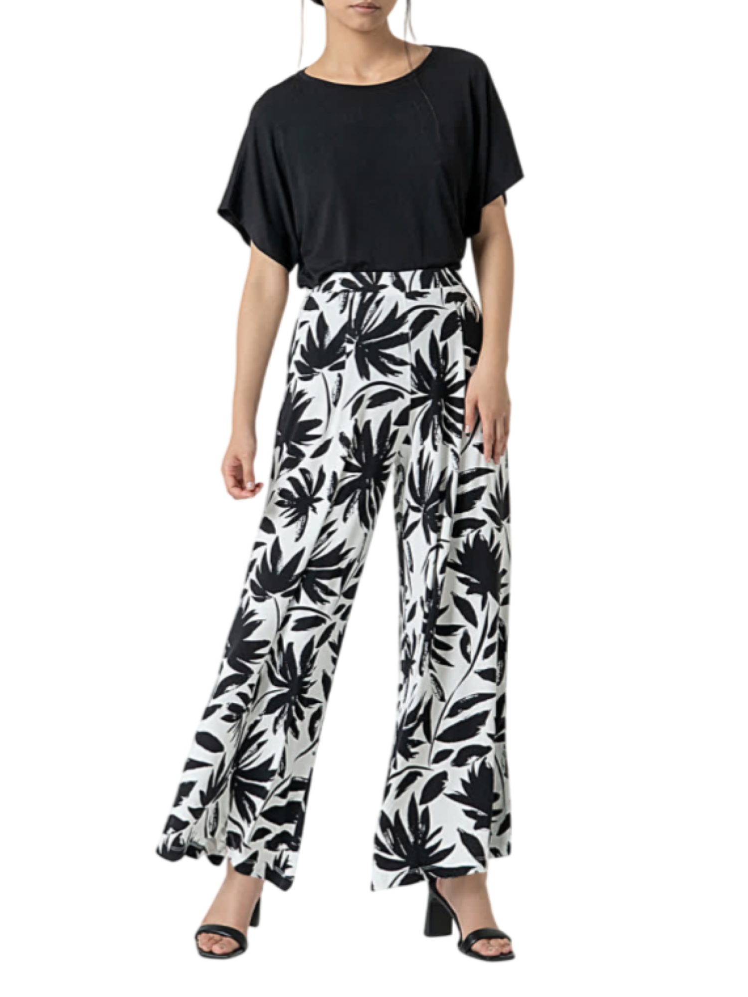 Surkana pantaloni palazzo in fantasia bianco nero 525MARA516 00 SURKANA 