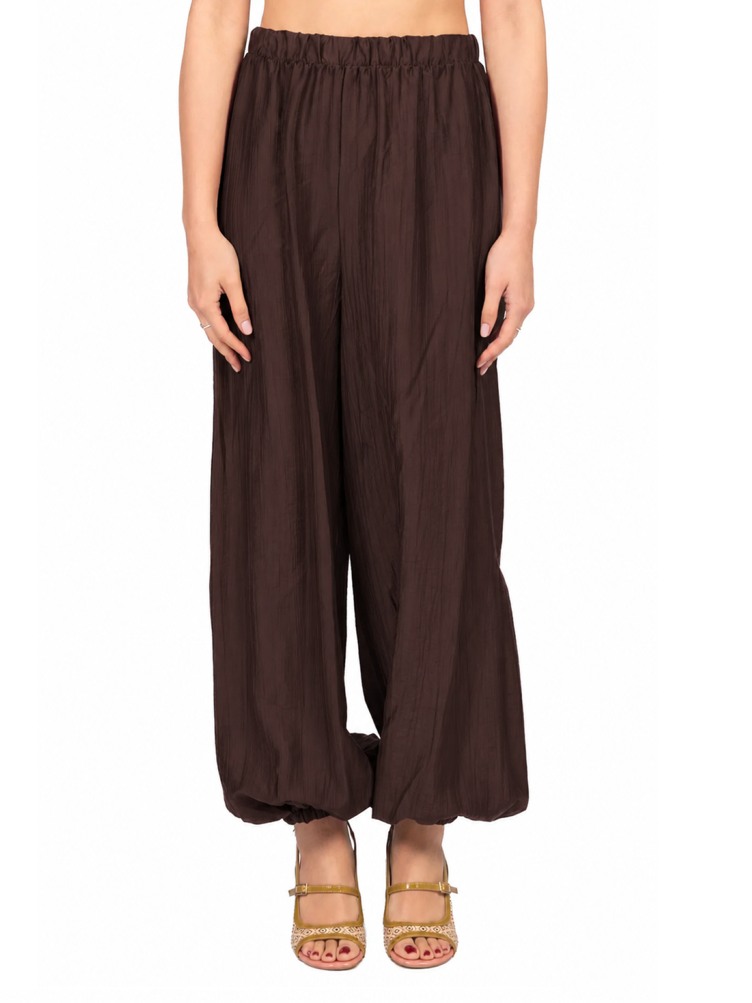 Vicolo pantaloni donna con polsini misto lyocell marrone TAB2269 MORO VICOLO 