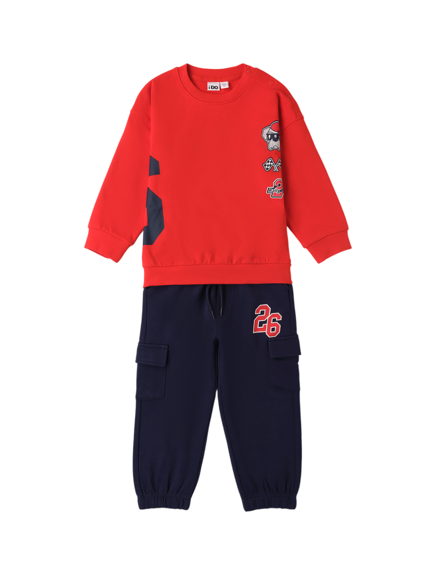 iDo completo sportivo felpa e pantaloni rosso blu 4B442 2234 iDO 