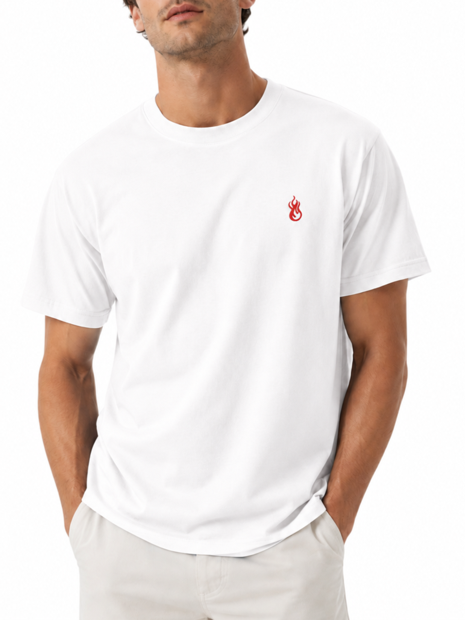 Vision of Super T-shirt uomo manica corte ricamo flame panna VS070TE WHITE VISION OF SUPER 