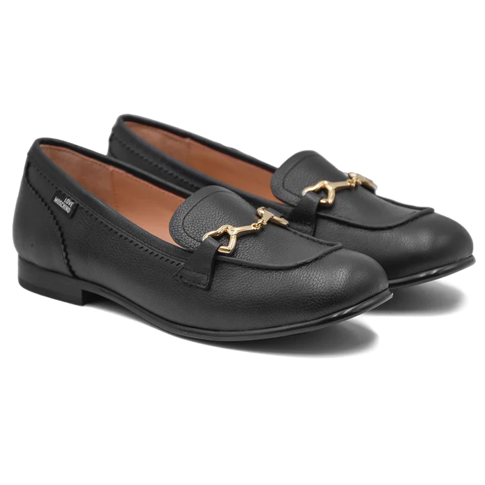 Moschino Love mocassini in pelle martellata nero JA10091-IC5 000 MOSCHINO LOVE 