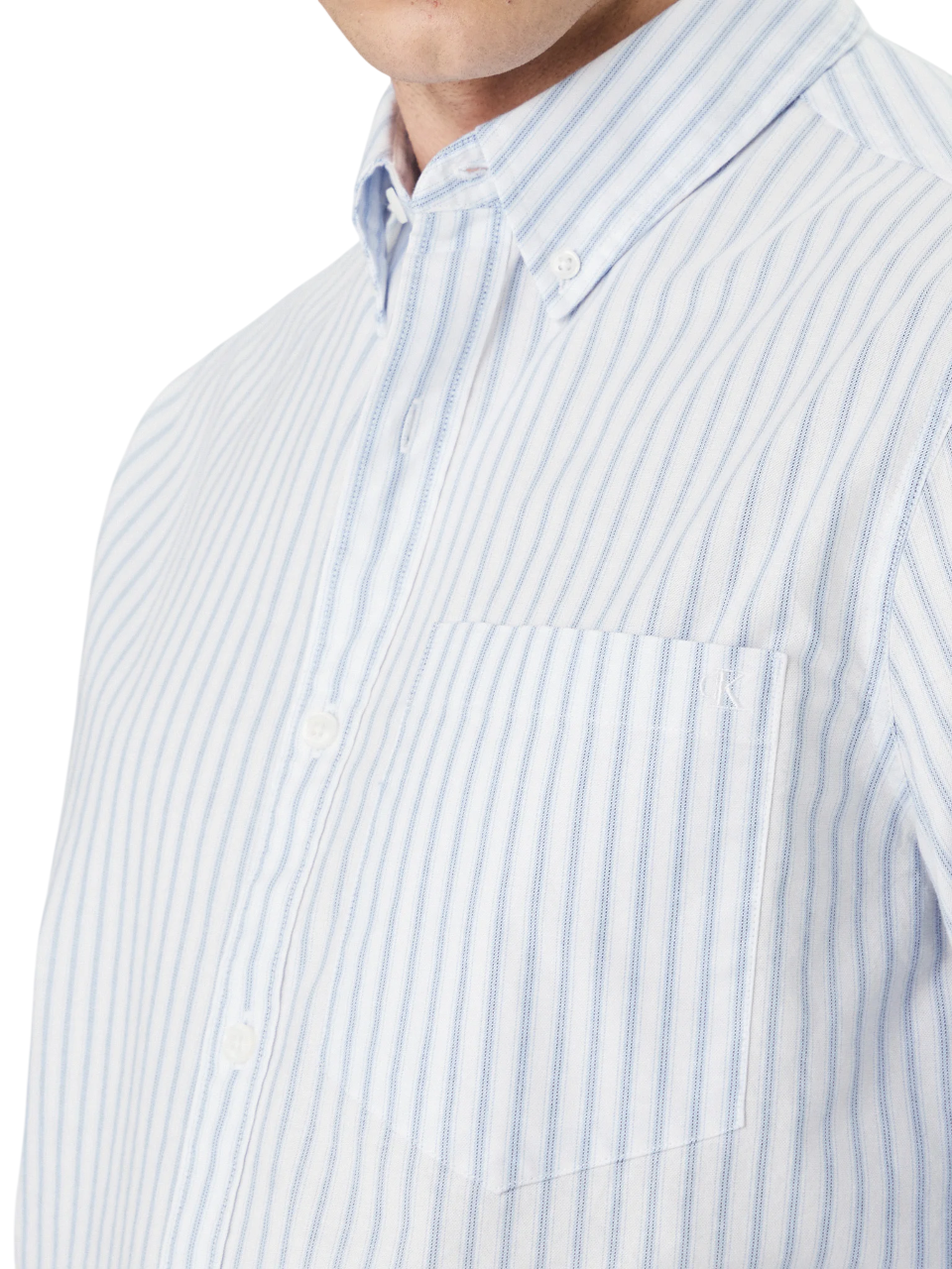 Calvin Klein Jeans camicia uomo in fantasia gessata bianco celeste LV04RF100G C32 Calvin Klein Jeans 