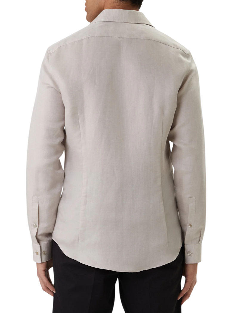 Calvin Klein camicia uomo misto lino slim fit tortora LV019EU121 7KG Calvin Klein 