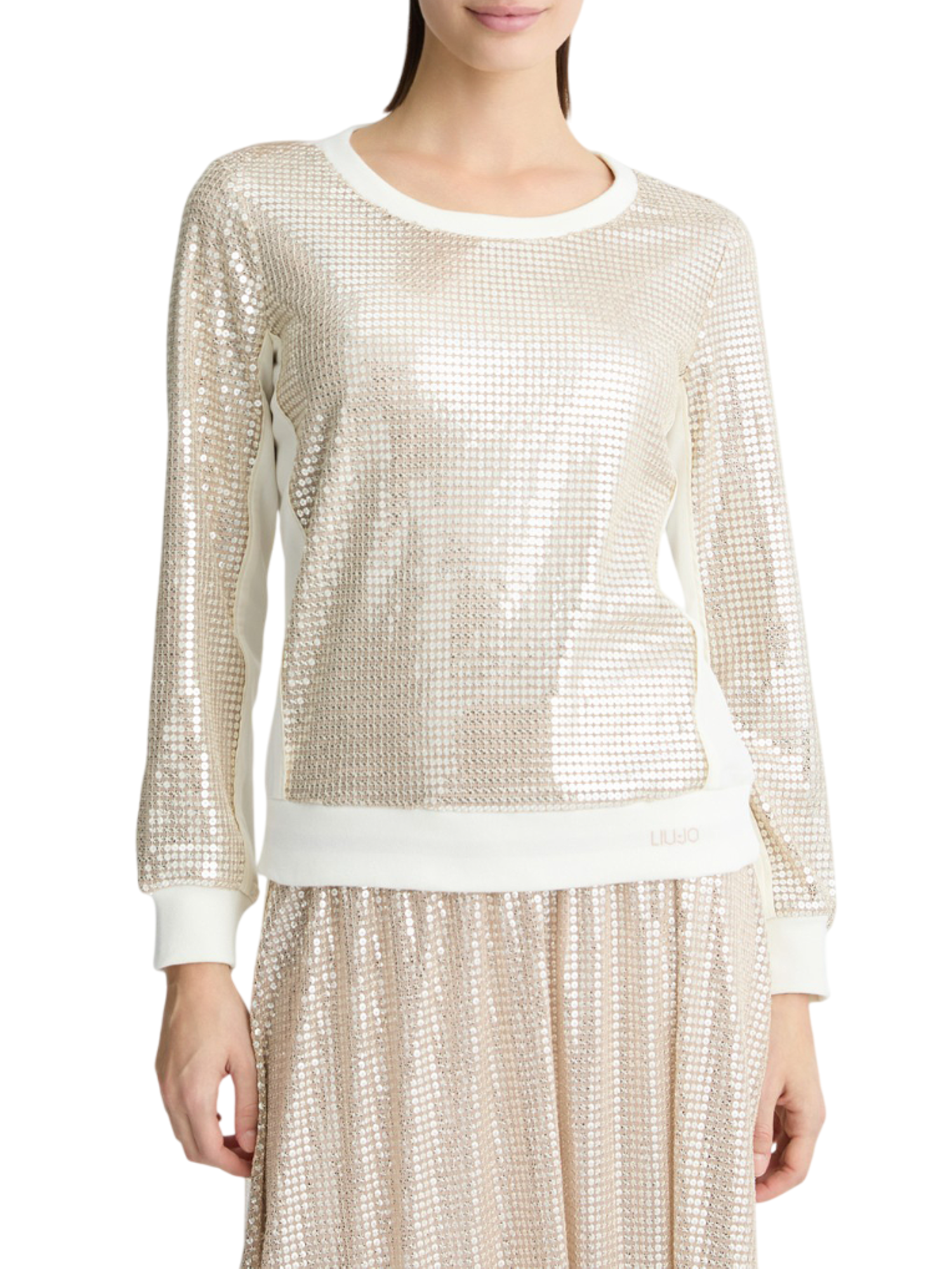 Liu Jo felpa con paillettes all over beige