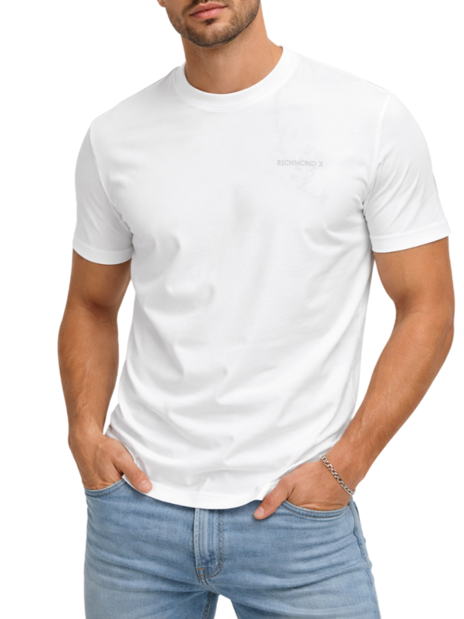 John Richmond T-shirt uomo manica corta Sorim panna UMP26010TS OFF-WHITE John RICHMOND 