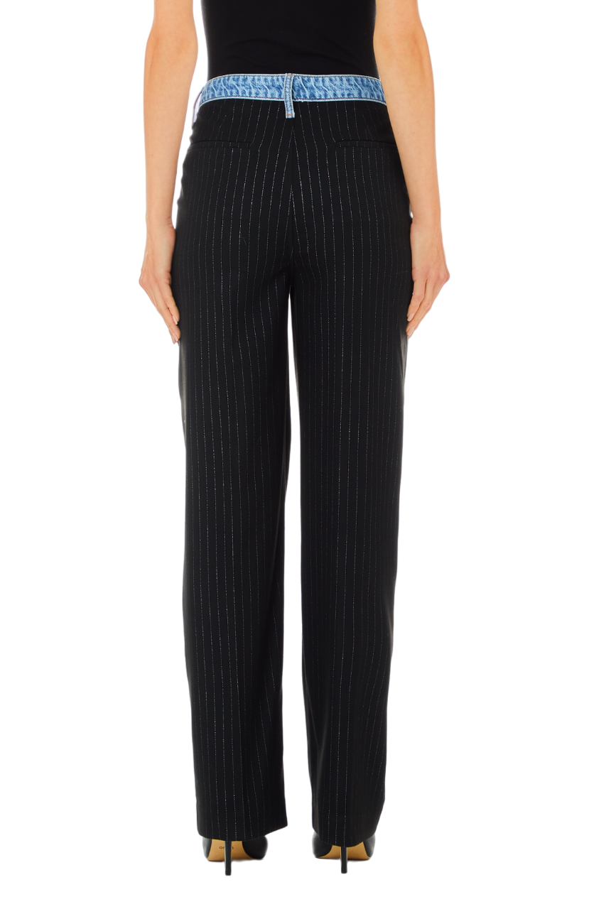 Liu Jo pantaloni gessati gamba dritta nero UF4079DS059 78751 LIU JO 