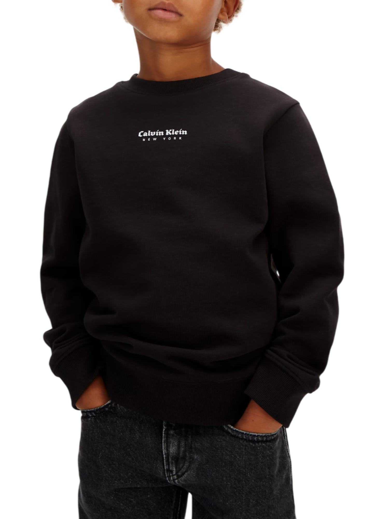 Calvin Klein Jeans felpa bambino minimal logo nero IB0IB02617 BEH Calvin Klein Jeans 