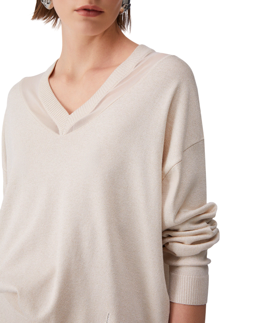 Liu Jo maglia lurex donna scollo a V color champagne TA6244MS49I A4378 LIU JO 