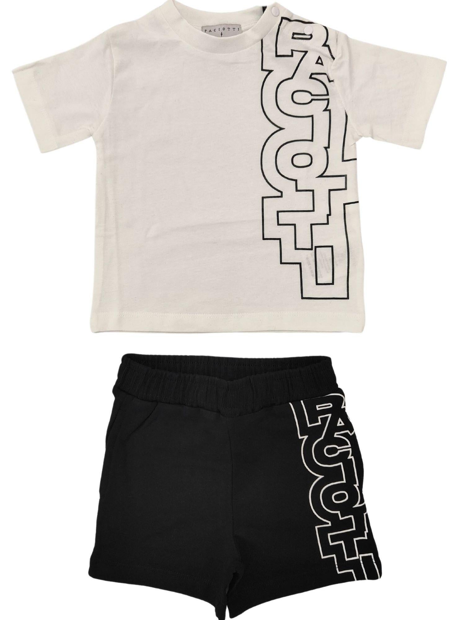 Cesare Paciotti completo T-shirt e shorts con logo bianco nero COMP5120B BIANCO Cesare Paciotti 