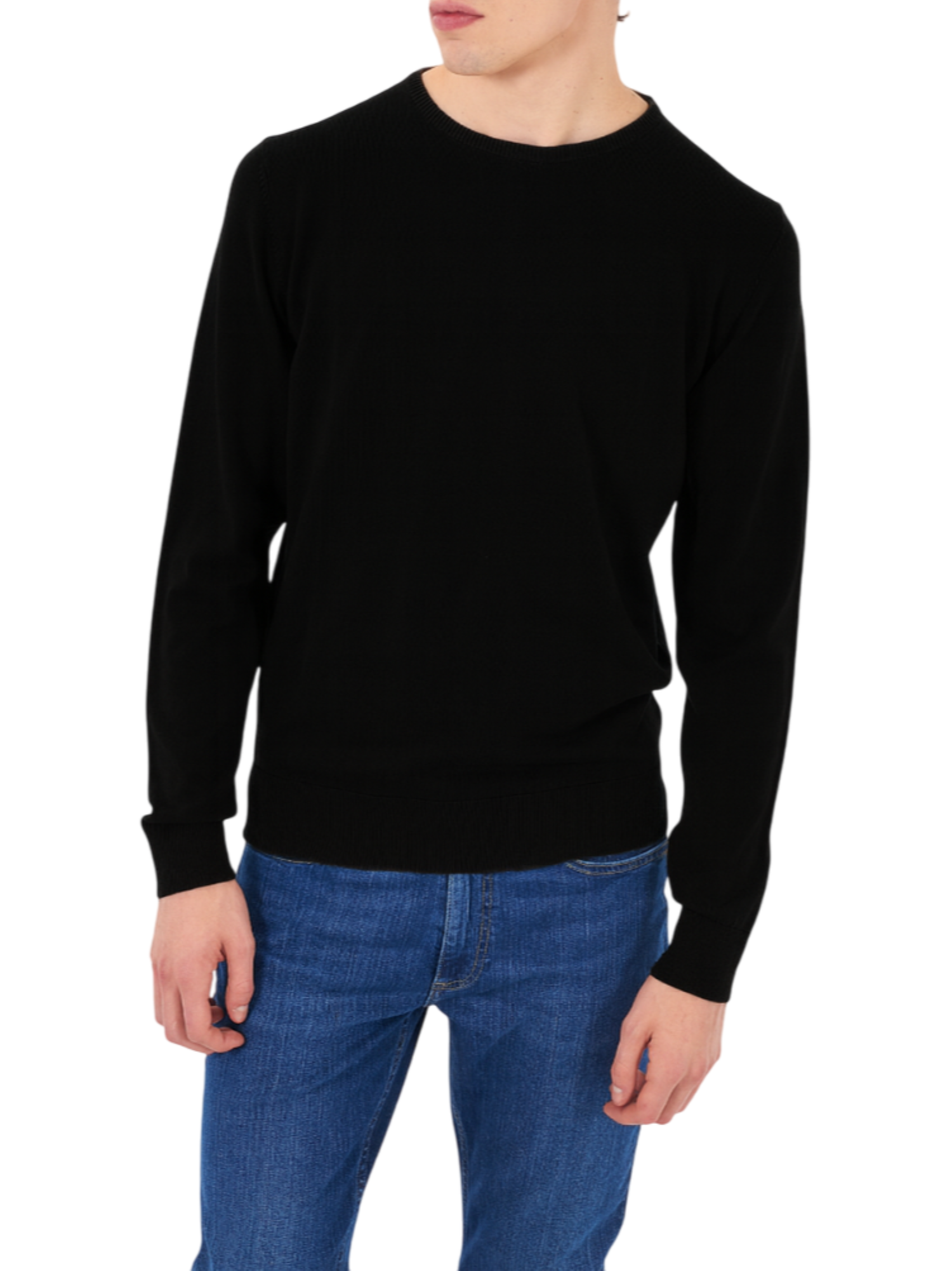 Yes Zee maglia girocollo uomo misto lana nero M863-HL00 0801 YES-ZEE 