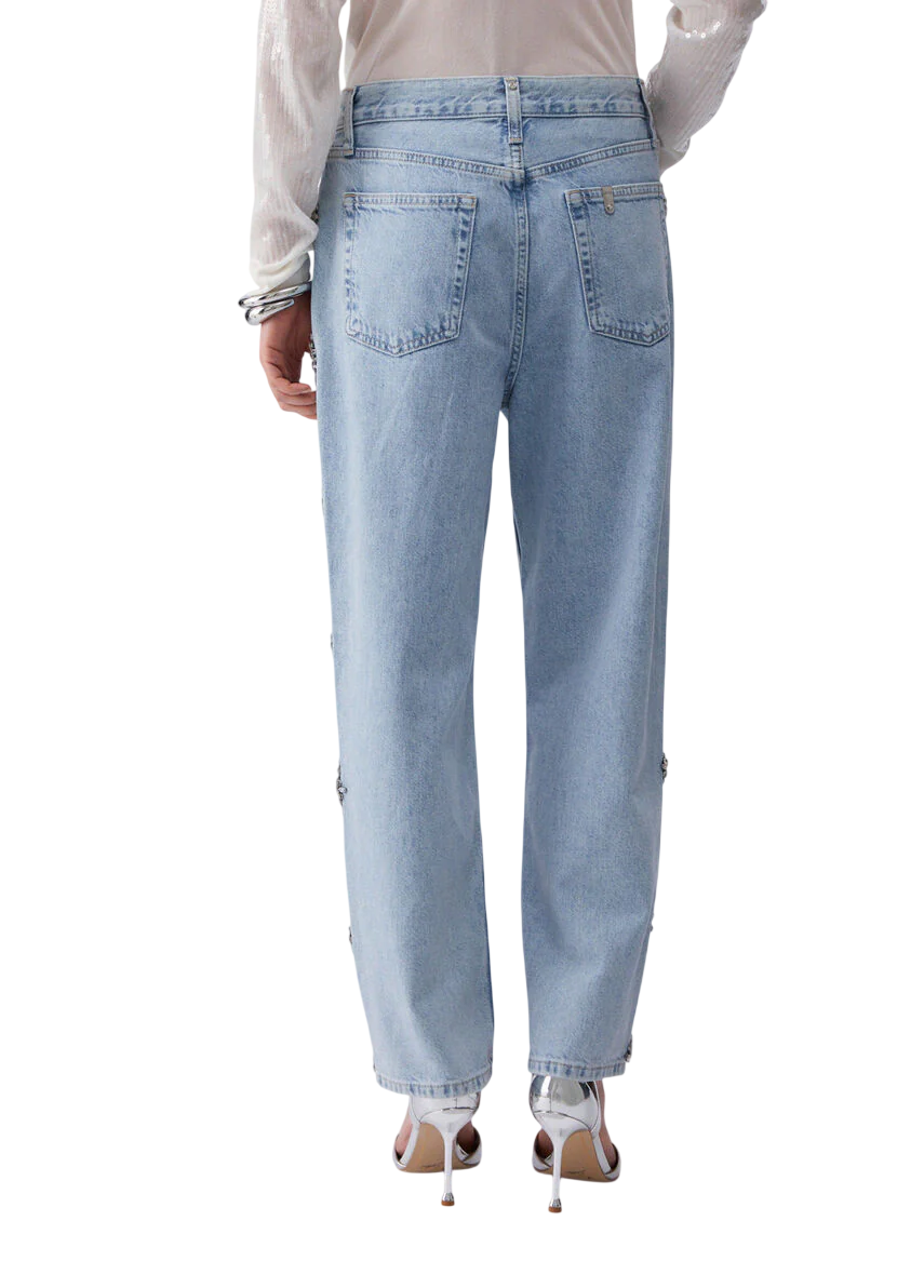 Liu Jo jeans gamba dritta con applicazioni gioiello lavaggio chiaro UA6196D4854 79019 LIU JO 