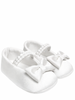 Colori Chiari ballerine satin con fiocco bianco latte
