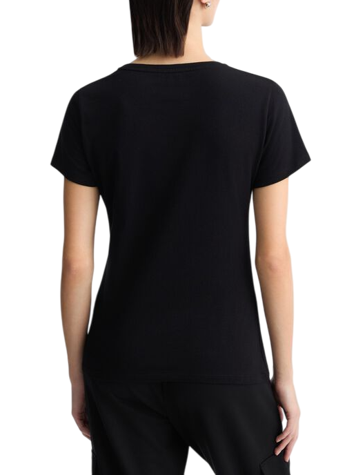 Liu Jo T-shirt manica corta slim con logo strass nero TA5214JS003 W9415 LIU JO 
