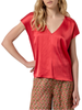 Surkana blusa in raso scollo a V rosso