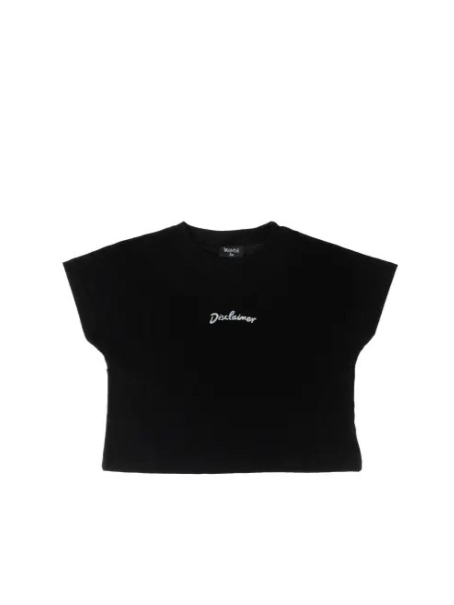 Disclaimer T-shirt crop manica corta con logo nero 58512 NERO-ST.BIANCA DISCLAIMER 
