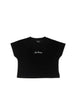Disclaimer T-shirt crop manica corta con logo nero