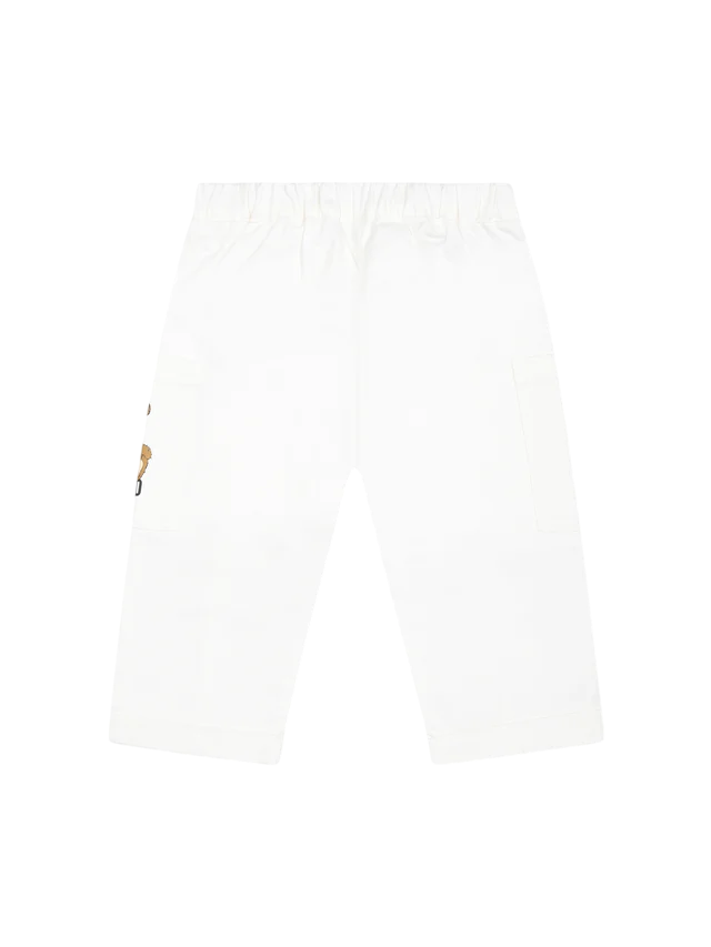 Moschino pantaloni cargo con stampa orsetto bianco MUP05C-LPA01 10101 MOSCHINO 