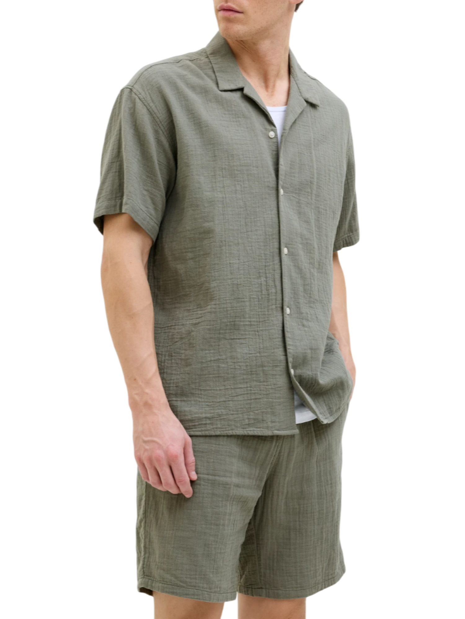 Jack&Jones camicia maniche corte in cotone verde 12274798 MULLED BASIL JACK&JONES 