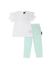 John Richmond completo T-shirt manica corta e leggings bianco verde acqua