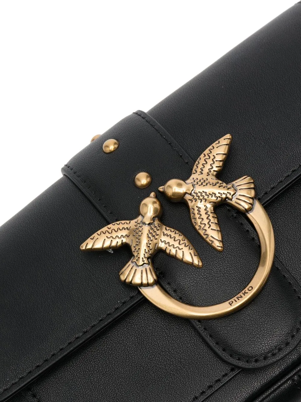 Pinko borsa a tracolla Love One Pocket in pelle con borchie nero oro 100061-A0F1 Z99Q PINKO 