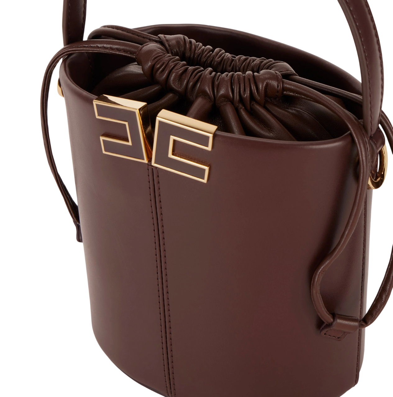 Elisabetta Franchi borsa a secchiello in ecopelle con logo nero BS92A61 644 ELISABETTA FRANCHI 
