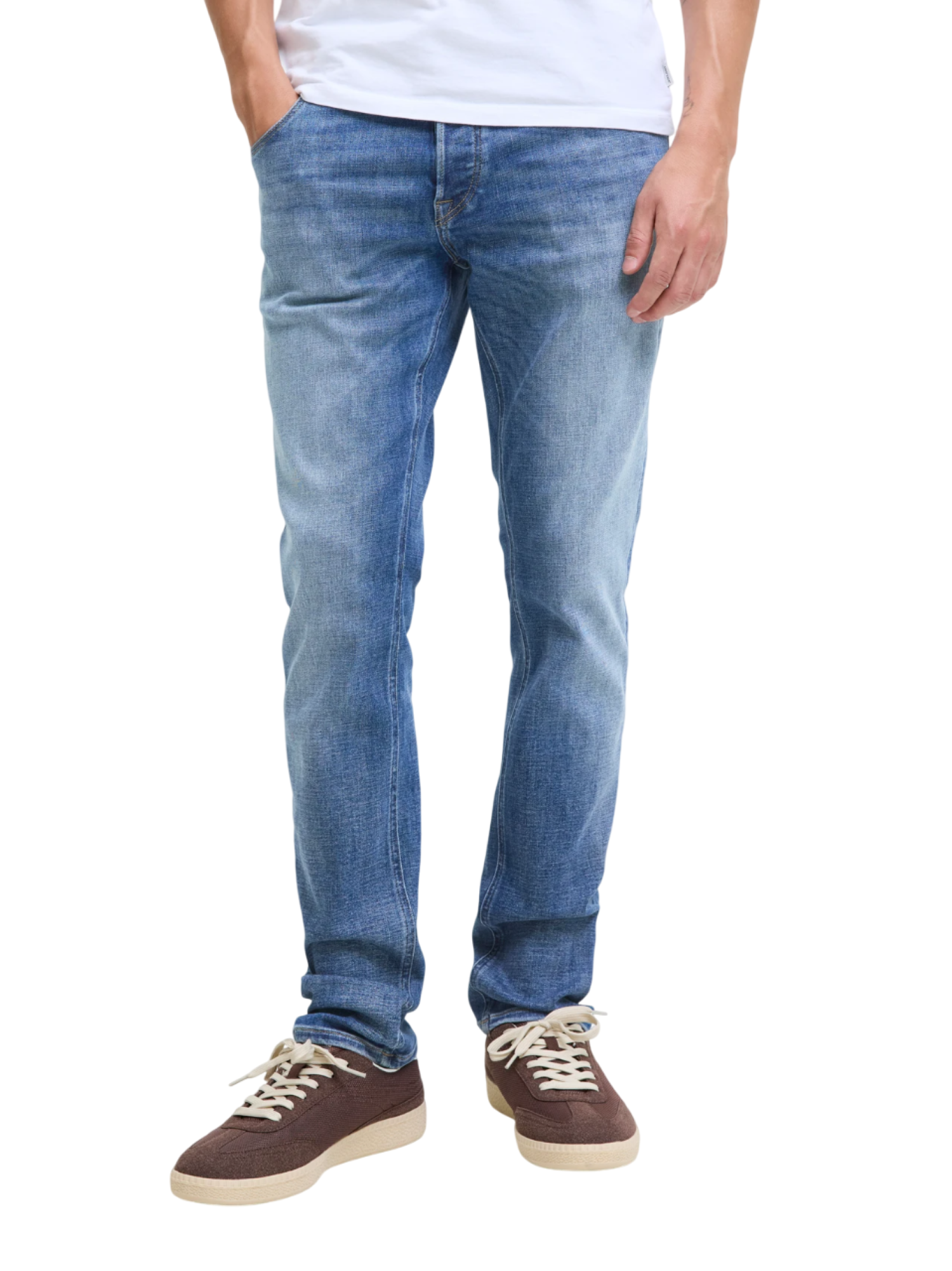 Jack&Jones jeans uomo slim lavaggio blu medio 12278437 AM486 JACK&JONES 
