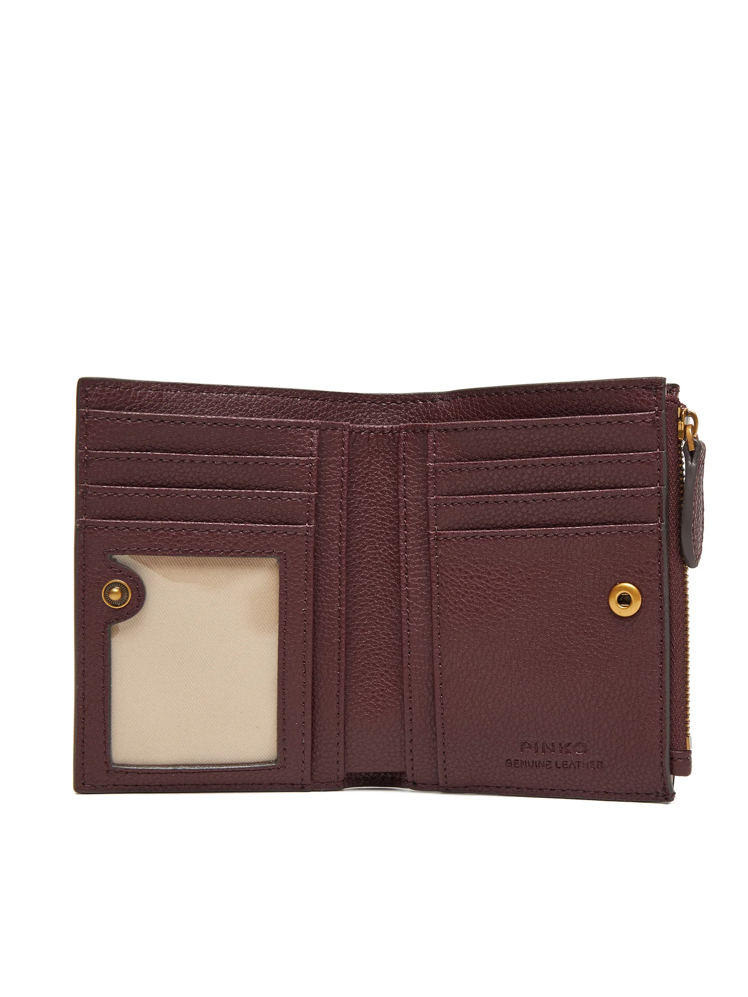 Pinko portafogli Compact Wallet in pelle martellata marrone 103612-A29Q L86Q PINKO 
