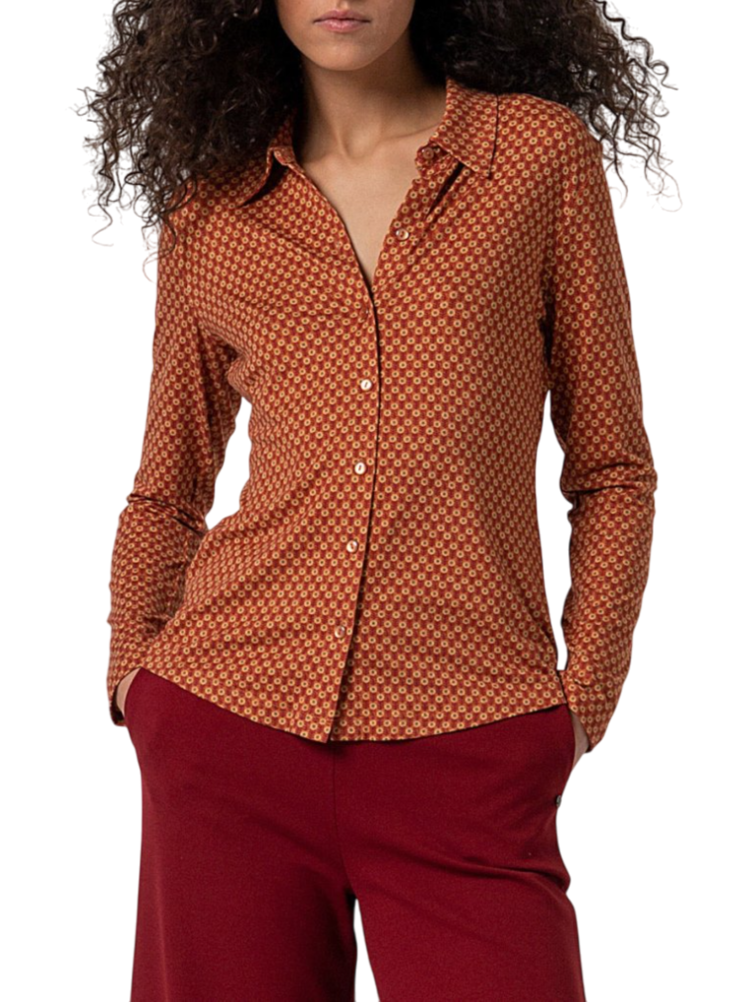 Surkana camicia manica lunga in fantasia arancio 555LANI113 75 SURKANA 